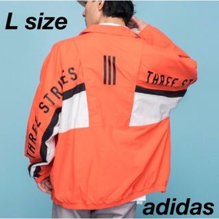 アディダス(adidas)のadidas オレンジ ナイロンジャケット ブルゾン スリーストライプス 男性L(ジャージ)