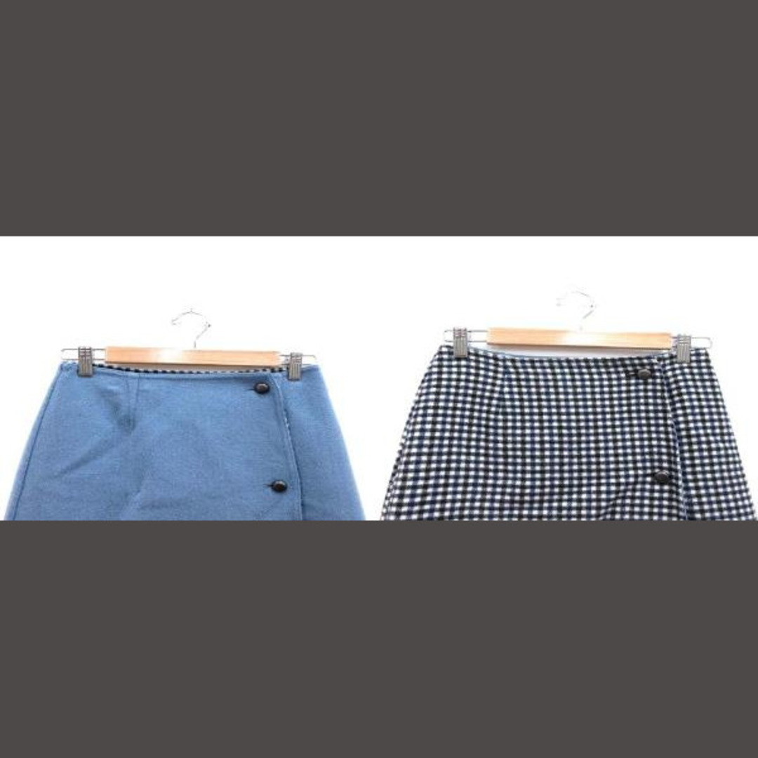 IENA(イエナ)のIENA ラップスカート 台形 ミニ リバーシブル チェック ウール 34 青 レディースのスカート(ミニスカート)の商品写真