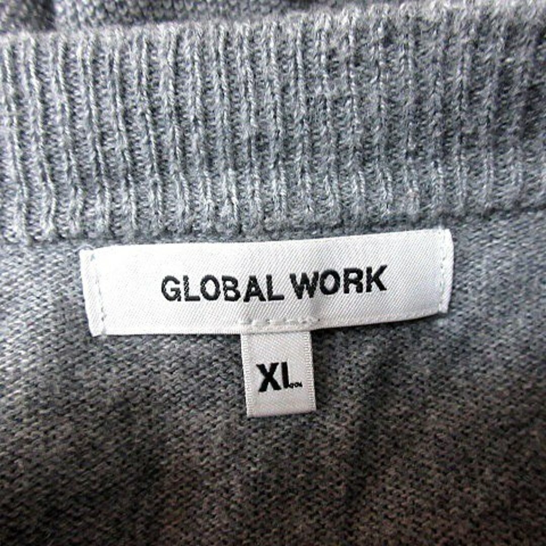 GLOBAL WORK(グローバルワーク)のグローバルワーク ニット カットソー Uネック 長袖 XL グレー /RT メンズのトップス(ニット/セーター)の商品写真