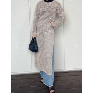 アズールバイマウジー(AZUL by moussy)のCROCHET SLIT LONG KNIT TOPS(ロングワンピース/マキシワンピース)