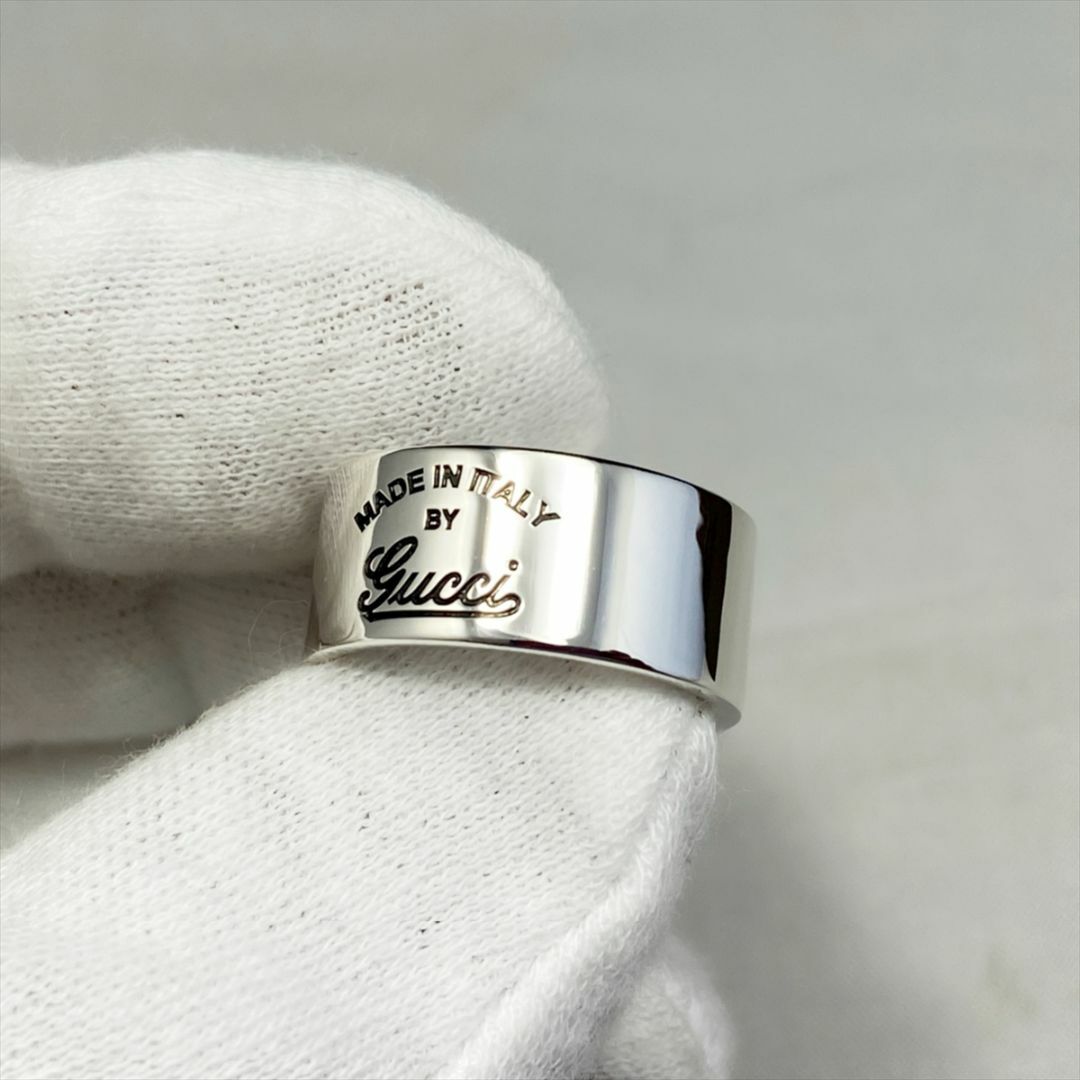 Gucci(グッチ)の新品仕上 グッチ 筆記体 ロゴ ワイド シルバー リング 指輪 9号 925 レディースのアクセサリー(リング(指輪))の商品写真