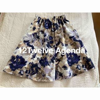 トゥエルブアジェンダ(12Twelve Agenda)の【美品】12Twelve Agenda トゥエルブアジェンダ　花柄フレアスカート(ひざ丈スカート)