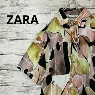 ザラ(ZARA)のZARA アート柄レーヨンシャツ 半袖シャツ お洒落 個性派 人気 夏 メンズ(シャツ)