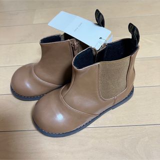 美品】プティマイン こども用サイドゴアブーツ 茶色 16cm-