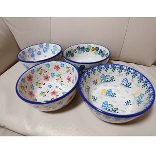 Polish Pottery - ポーランド食器　ポーリッシュポタリー　サラダボウルミニ４点セット