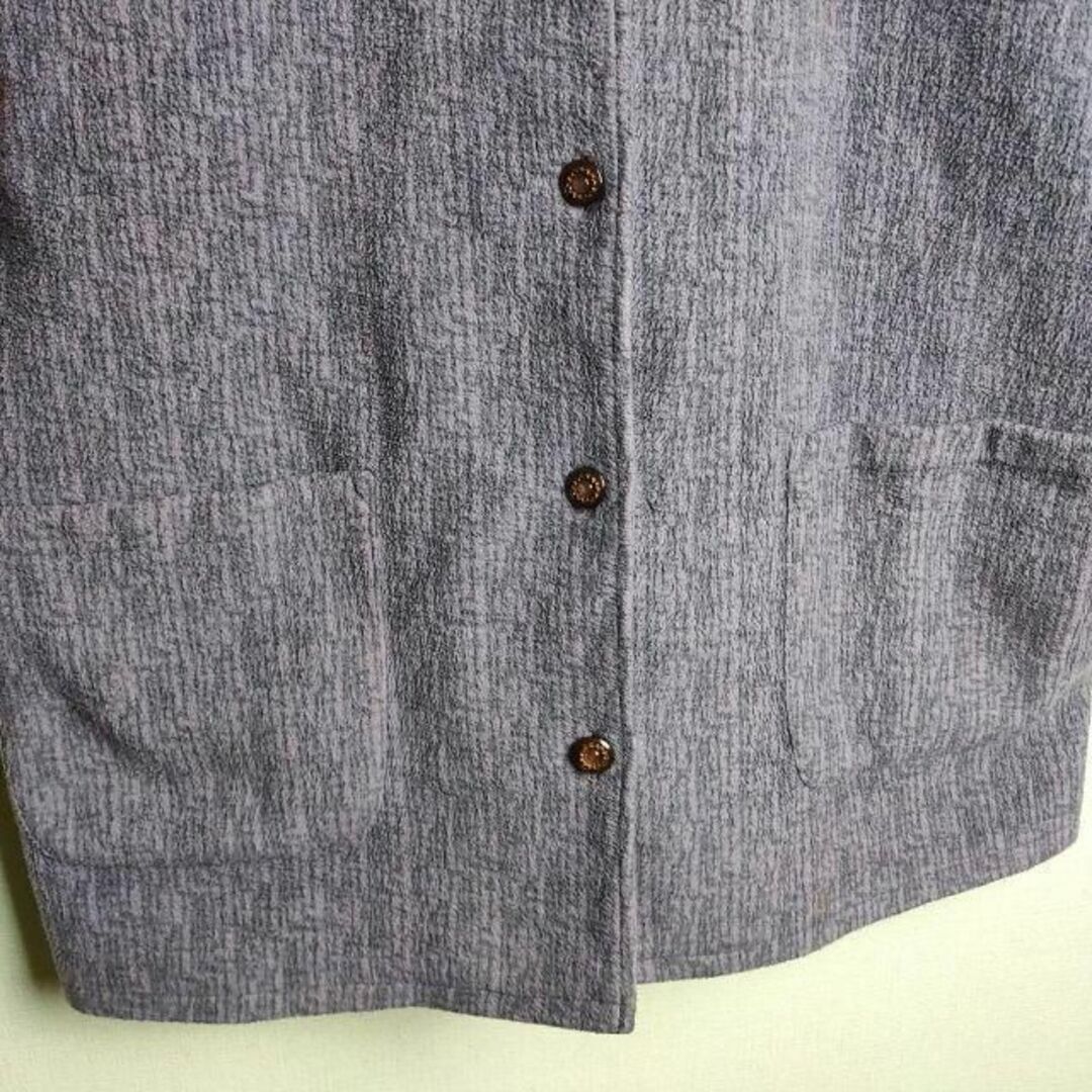 花刺繍 ノーカラージャケット くすみパープル リブ袖 パッチポケット レトロ レディースのジャケット/アウター(ノーカラージャケット)の商品写真