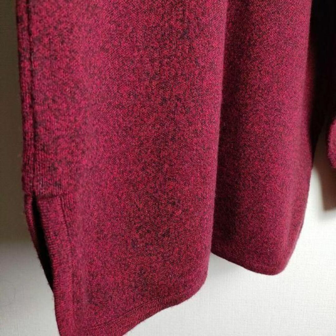 昭和レトロ ハーフボタンニット 花刺繍 襟付き バーガンディ 日本製 メンズのトップス(ニット/セーター)の商品写真