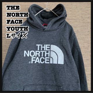 ザノースフェイス(THE NORTH FACE)の【ノースフェイス】パーカー　ユースL　デカロゴ　ダークグレー　反射　裏起毛(その他)