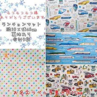 モコモコモコ様オーダー　ランチョンマット　30×40cm　3枚　裏地、お名前あり(外出用品)