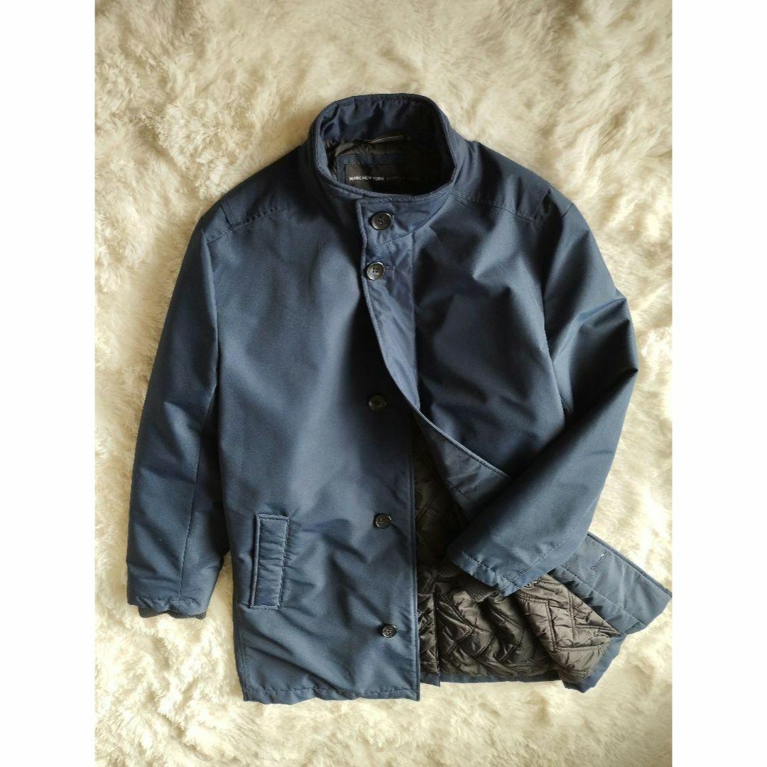 アンドリューマーク  ANDREW MARC  スタンドカラー 中綿 コート 紺 メンズのジャケット/アウター(ステンカラーコート)の商品写真