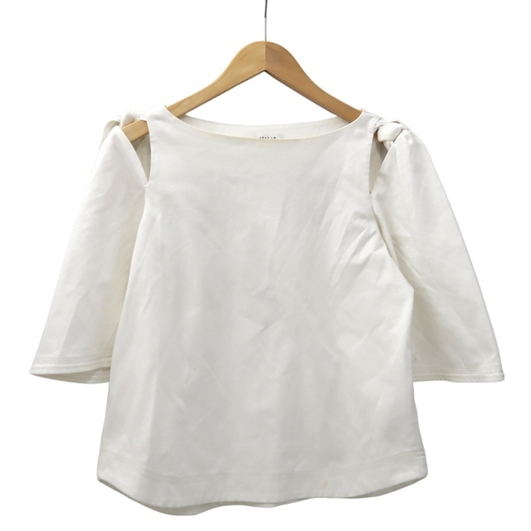 FRAY I.D(フレイアイディー)のFRAY I.D ラウンドネック 半袖 オープンショルダーTシャツ F ホワイト レディースのトップス(Tシャツ(半袖/袖なし))の商品写真