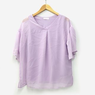 アザー(other)のアロッタ Vネック 半袖 インナー付 フレアー袖タック ブラウス M ラベンダー(Tシャツ(半袖/袖なし))