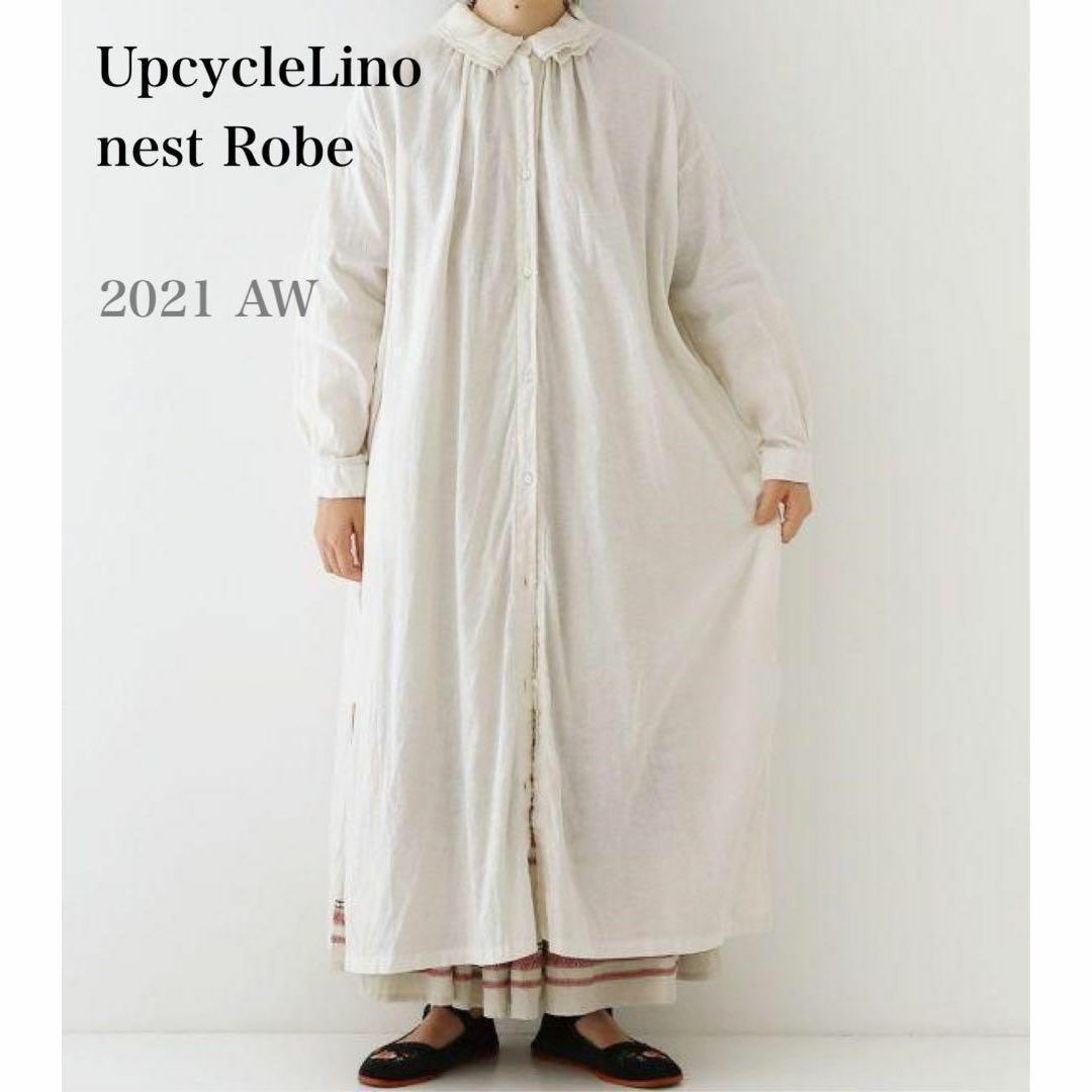 美品❋2021AW UpcycleLino ネストローブ 重ね襟シャツワンピース