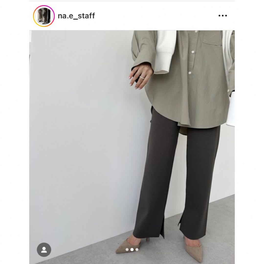 Na.e Knit Slit Pants 通常丈 Gray  サンプル品 レディースのパンツ(カジュアルパンツ)の商品写真