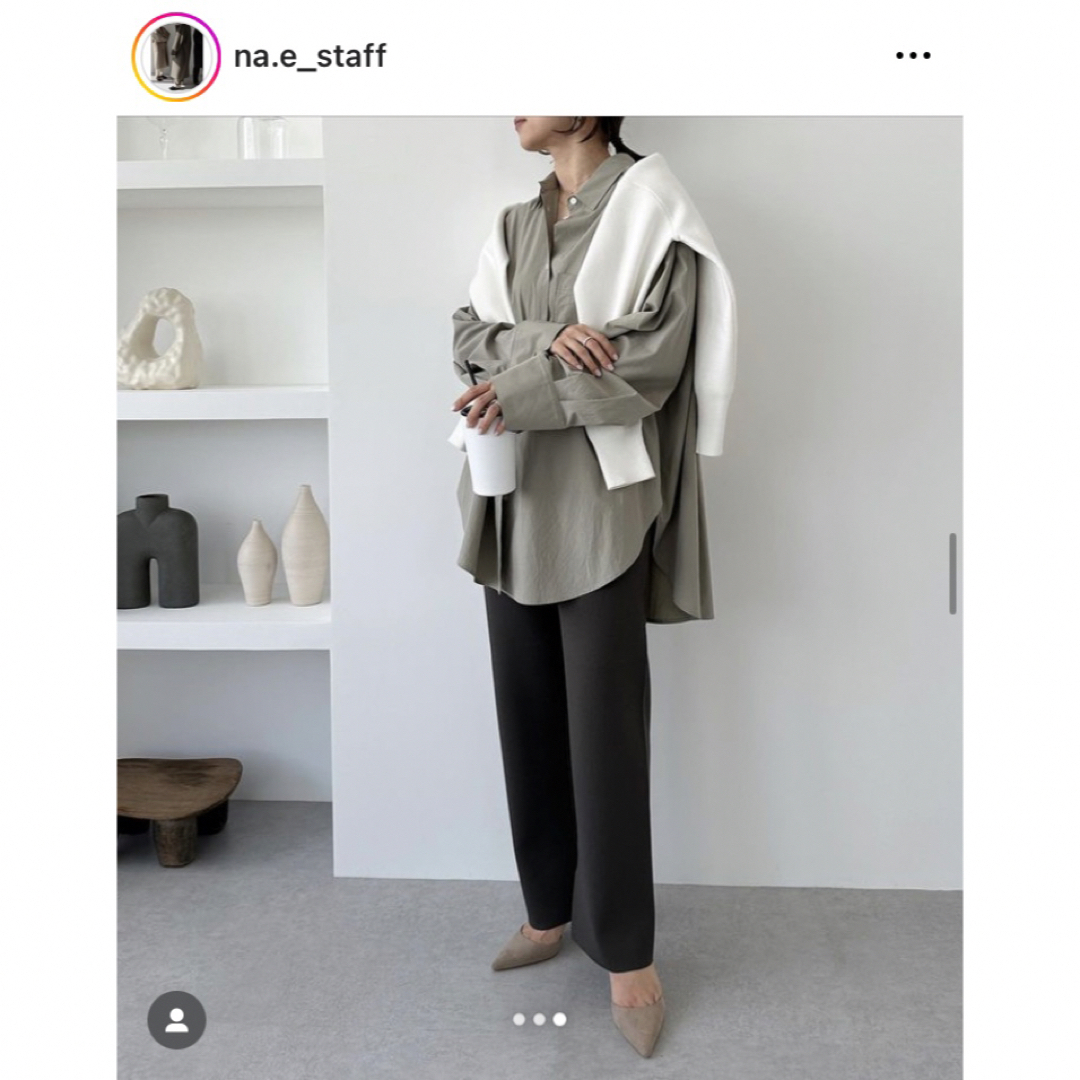 Na.e Knit Slit Pants 通常丈 Gray  サンプル品 レディースのパンツ(カジュアルパンツ)の商品写真