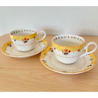 Noritake ペア カップソーサー true love フラワー 新品 可憐(テーブル用品)