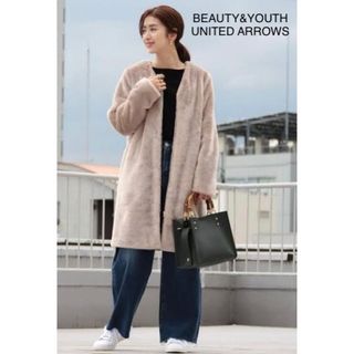 ビューティアンドユースユナイテッドアローズ(BEAUTY&YOUTH UNITED ARROWS)のBEAUTY & YOUTH フェイクファーノーカラーコート(毛皮/ファーコート)