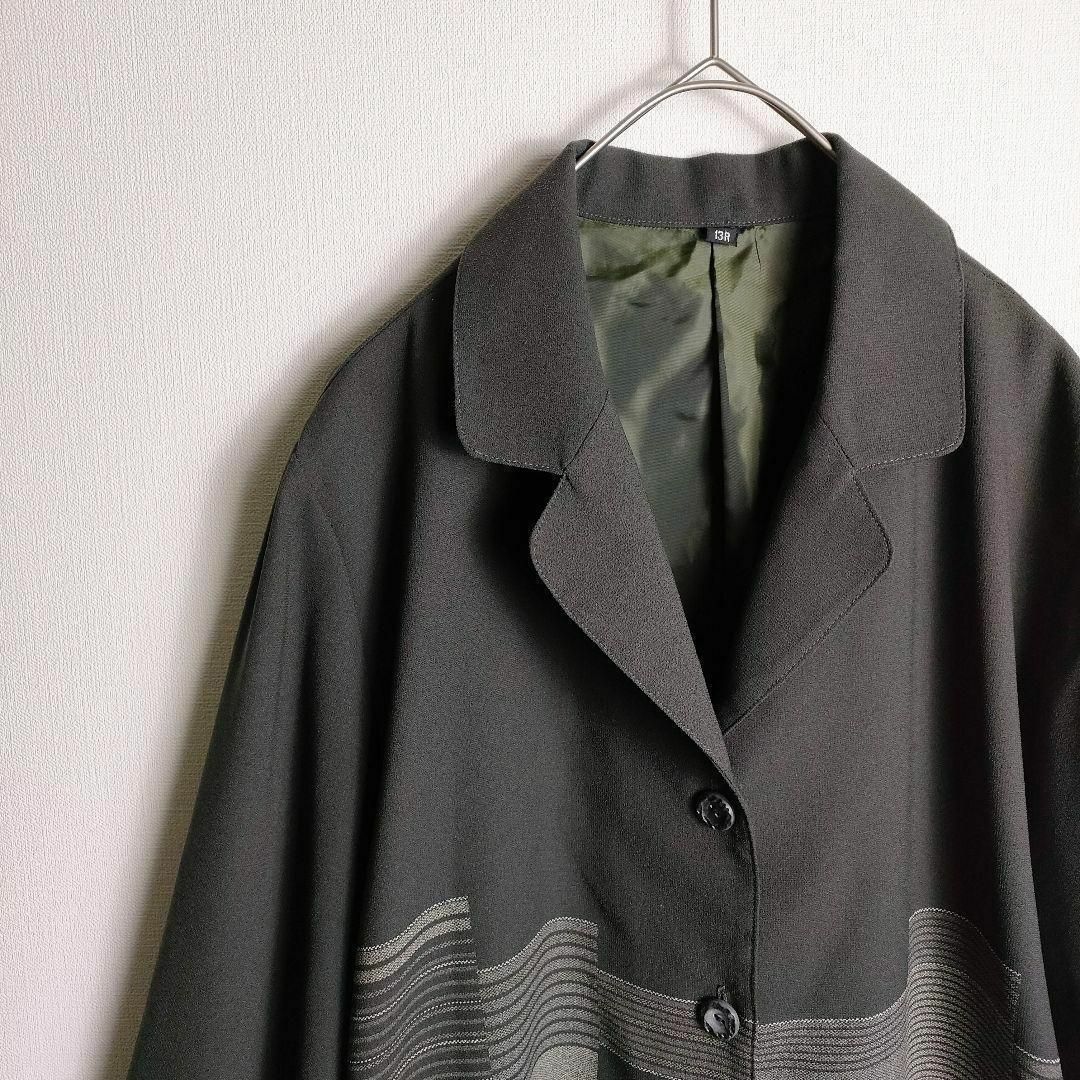 和柄 ライトジャケット ダークブラウン ポケット付き 日本製 昭和レトロ メンズのジャケット/アウター(その他)の商品写真