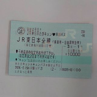 ジェイアール(JR)の3月1日　東日本旅せよ平日！旅キュン早割パス(鉄道乗車券)