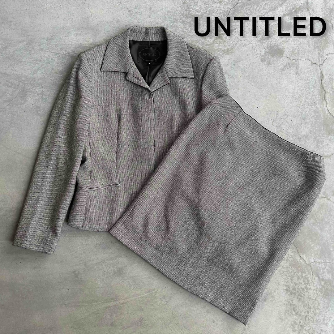 UNTITLED(アンタイトル)のUNTITLED セットアップ グレー ツイード ラメ 比翼 サイズ2 レディースのフォーマル/ドレス(スーツ)の商品写真