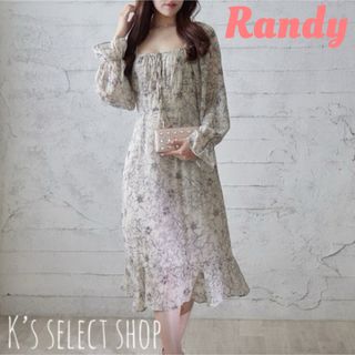 美品【Randy】水彩画 花柄 ワンピース シアースリーブ(ロングワンピース/マキシワンピース)