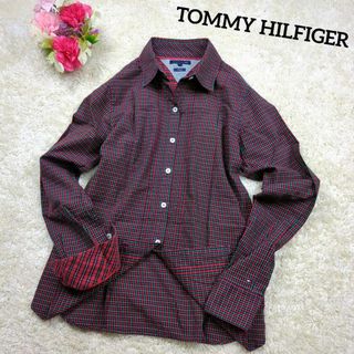 トミーヒルフィガー(TOMMY HILFIGER)の美品　トミーヒルフィガー　ギンガムチェック　シャツ　ブラウス　S(シャツ/ブラウス(長袖/七分))