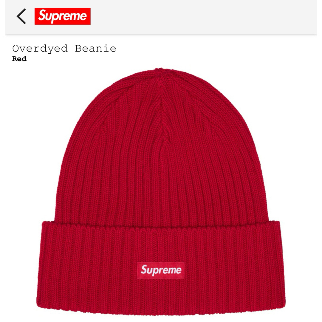 Supreme(シュプリーム)の24ss Supreme Overdyed Beanie レッド　ニット帽 メンズの帽子(ニット帽/ビーニー)の商品写真