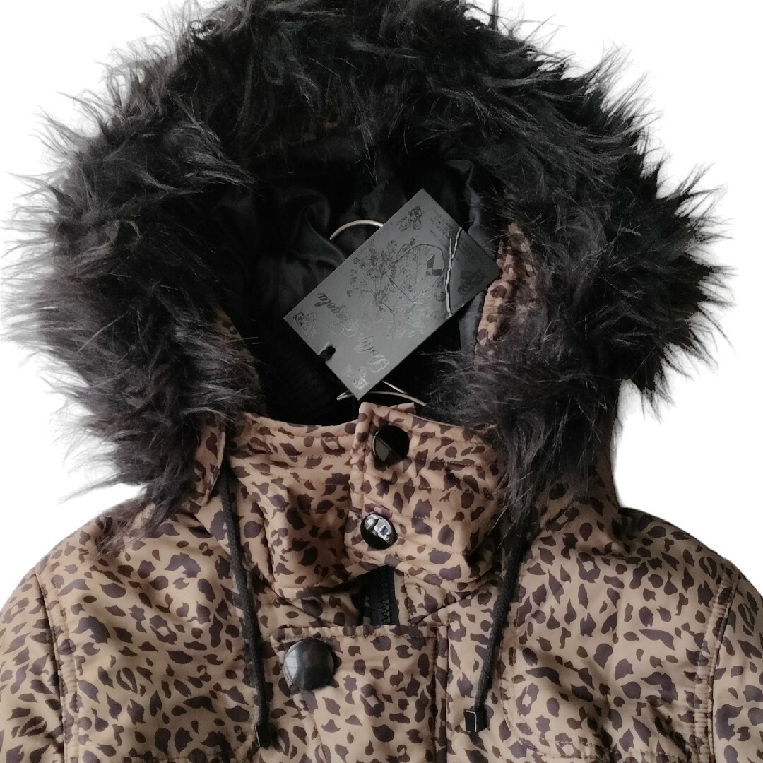 未使用タグ付 (XL) 中綿 ブルゾン ジャンパー ファー 豹柄 総柄 カーキ レディースのジャケット/アウター(ブルゾン)の商品写真