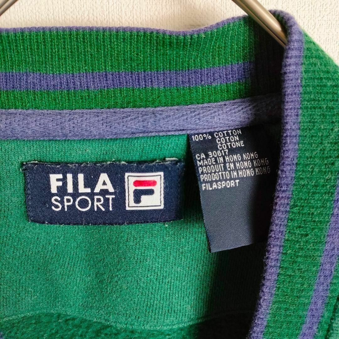 FILA(フィラ)のFILA SPORTS スウェットブルゾン 緑 肘パッチ ロゴ刺繍 太アーム メンズのジャケット/アウター(ブルゾン)の商品写真