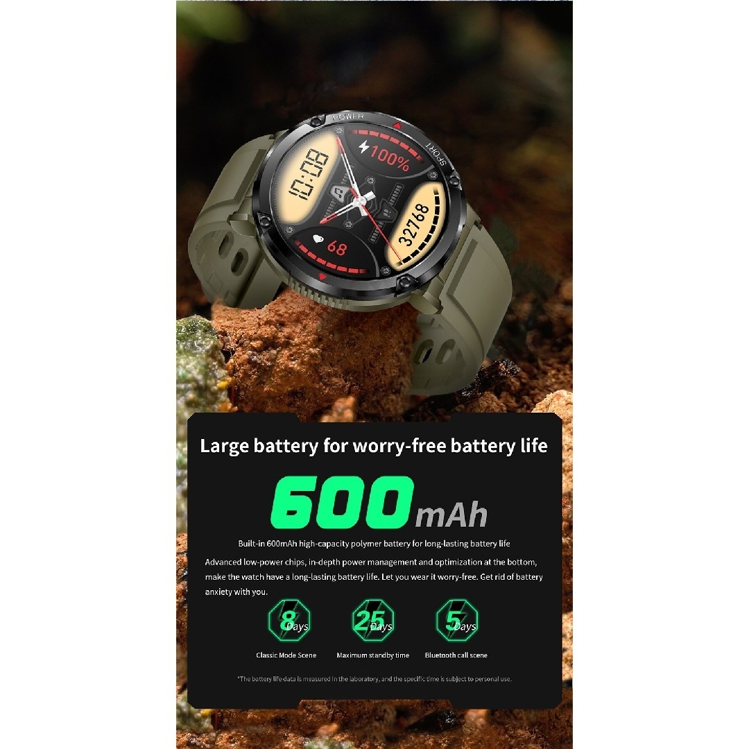 スマートウォッチ 新品 LIGE 日本語対応 メンズ腕時計 通話機能 ブラック メンズの時計(腕時計(デジタル))の商品写真