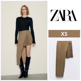 ZARA - 完売品！！【タグ付き新品】ZARA コントラストアシメトリープリーツスカート