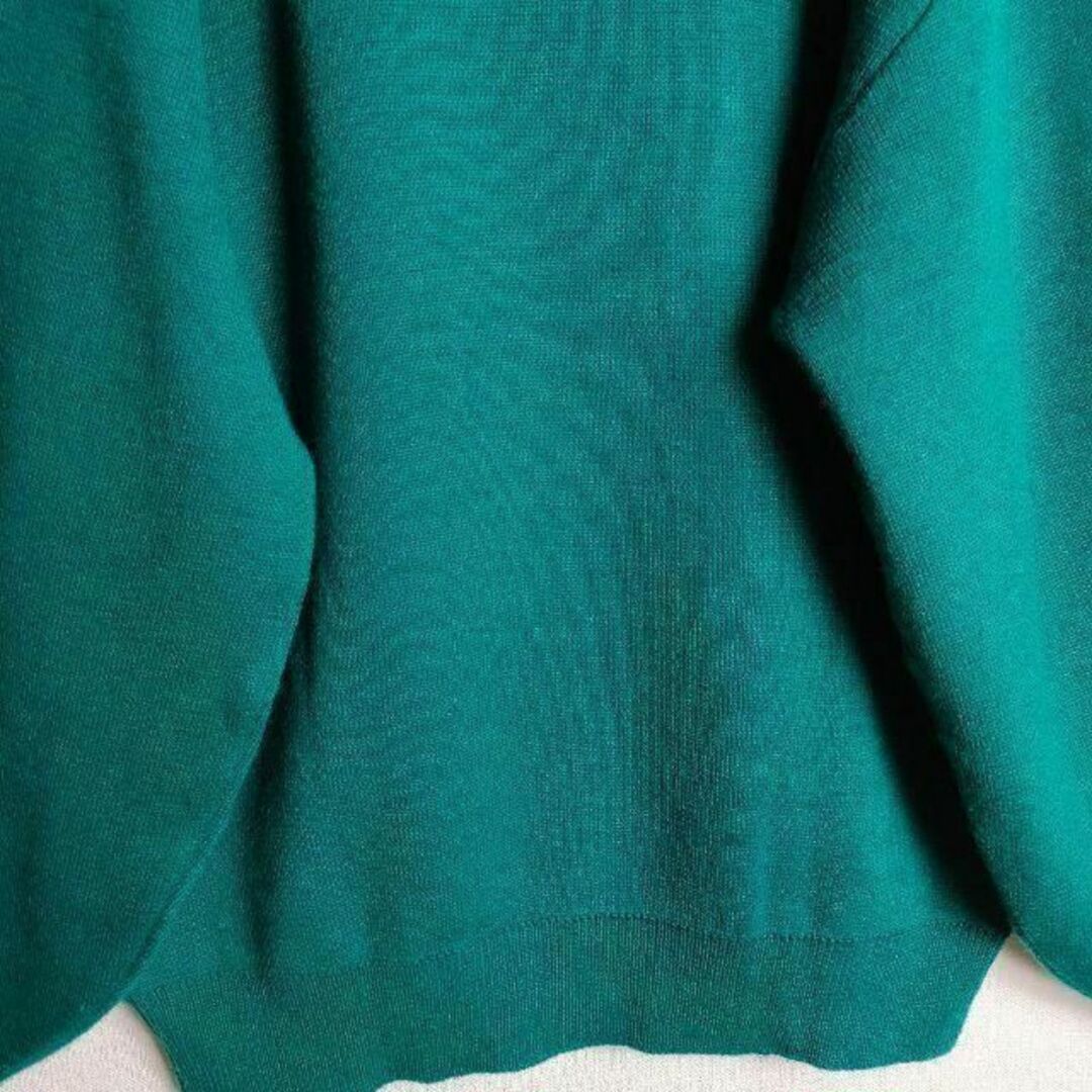 幾何学柄 ニット グリーン パープル 立体 太アーム 日本製 レトロ メンズのトップス(ニット/セーター)の商品写真