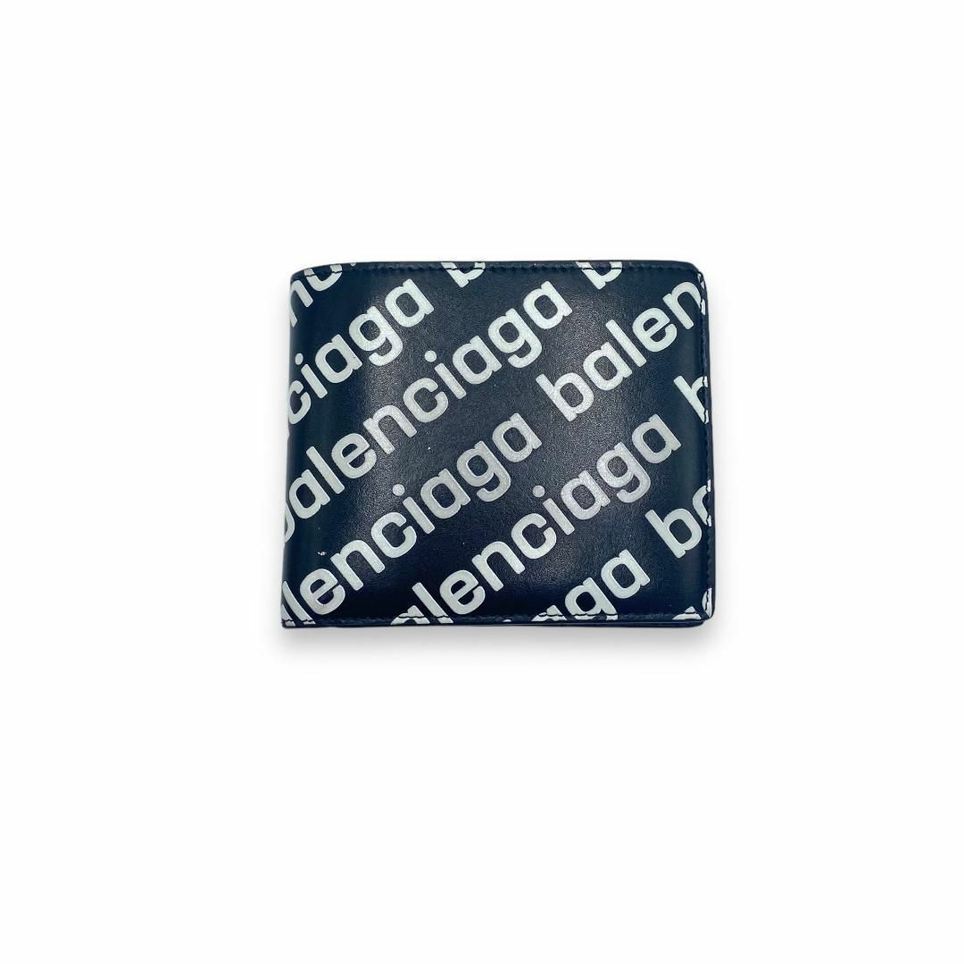 付属品完備　バレンシアガ　ロゴ　グラフィティ　財布　コンパクト　ブラック　レザー