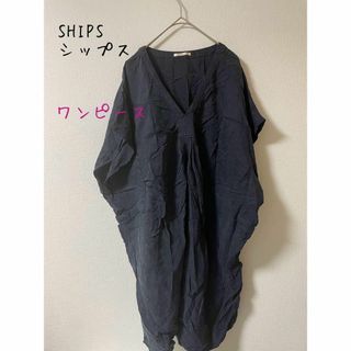 シップス(SHIPS)のSHIPS シップス　ワンピース ひざ丈 フレンチスリーブ(ひざ丈ワンピース)