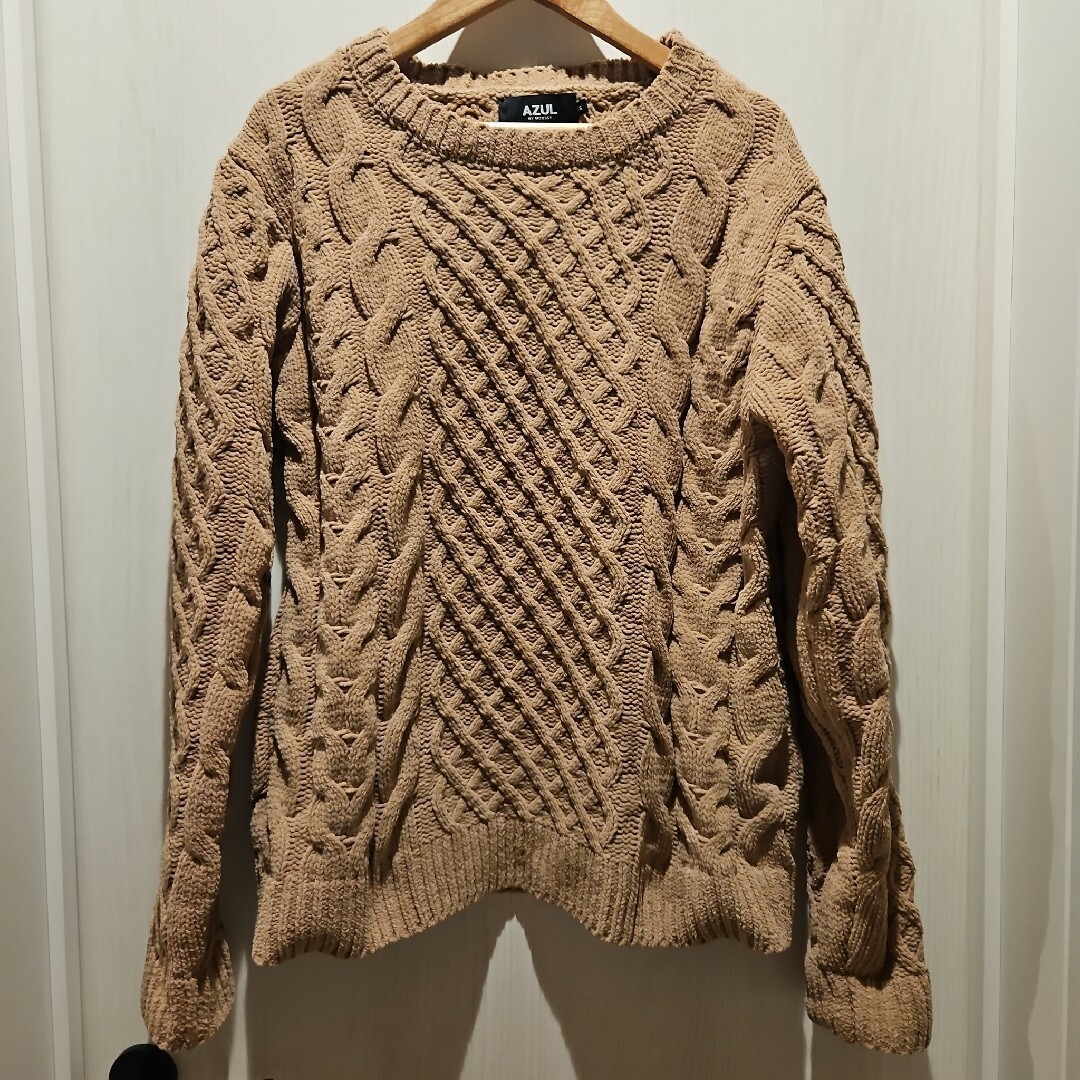 AZUL by moussy(アズールバイマウジー)のアズールバイマウジー　CHENILLE CABLE PULLOVER/シェニール メンズのトップス(ニット/セーター)の商品写真