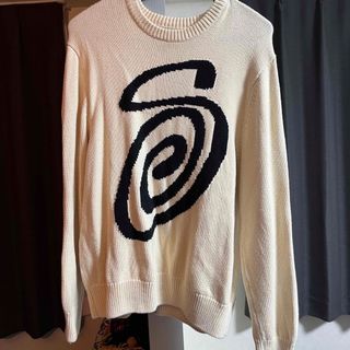 STUSSY - Lサイズ STUSSY CURLY SWEATER パーカー ニットセーター 白の