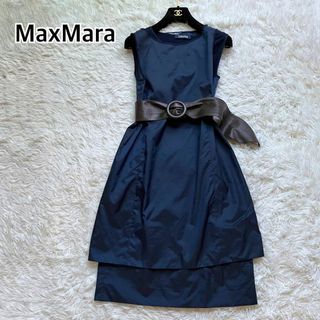 エスマックスマーラ('S Max Mara)の極美品✨マックスマーラ ノースリーブ ワンピース ２way 紺色 レディース(ロングワンピース/マキシワンピース)