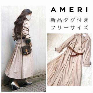 アメリヴィンテージ(Ameri VINTAGE)の【新品タグ付き】AMERI アメリ　バックプリーツ　トレンチコート　フリーサイズ(トレンチコート)