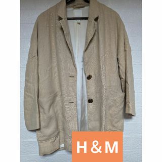 エイチアンドエム(H&M)の匿名配送＊H＆Mゆったり大きいレディースジャケット（麻35％レーヨン65％）(テーラードジャケット)