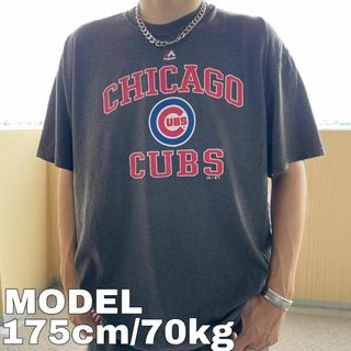 マジェスティック(Majestic)のマジェスティック シカゴカブス プリントTシャツ MLB 2XL グレー 赤 青(Tシャツ/カットソー(半袖/袖なし))