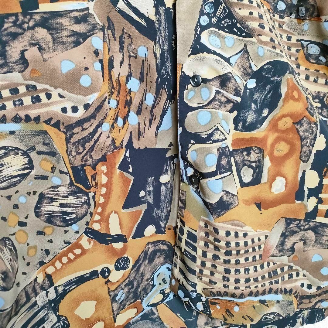 ヒョウ柄 ポリシャツ カモフラ風 エスニック レオパード 日本製 レトロ メンズのトップス(シャツ)の商品写真