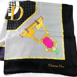 クリスチャンディオール(Christian Dior)のChristianDior　スカーフ　CDロゴ　ジュエリー　千鳥格子柄(バンダナ/スカーフ)