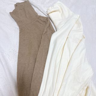 ユニクロ(UNIQLO)のUNIQLO フリースタートルネックトップス(2色セット売り)(カットソー(長袖/七分))