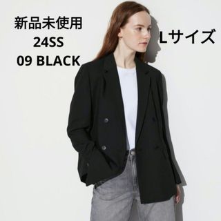 ユニクロ(UNIQLO)の新品未使用 ユニクロ 24SS ダブルジャケット ブラック Lサイズ(テーラードジャケット)