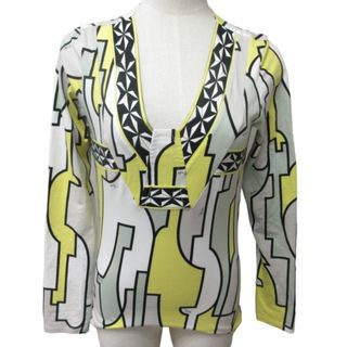 エミリオプッチ(EMILIO PUCCI)のエミリオプッチ Tシャツ カットソー 長袖 白 黄 約S-M IBO47(Tシャツ(長袖/七分))