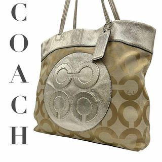 コーチ(COACH)のCOACH コーチ　s44 オプアート　トートバッグ　15013 サテン　レザー(トートバッグ)