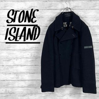 ストーンアイランド(STONE ISLAND)の超希少！07AW ストーンアイランド ウールピーコート ブラック メンズLサイズ(ピーコート)