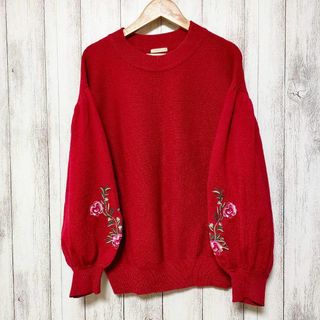 ジーユー(GU)のGU ジーユー (L)　花柄刺繍ニット　セーター(ニット/セーター)