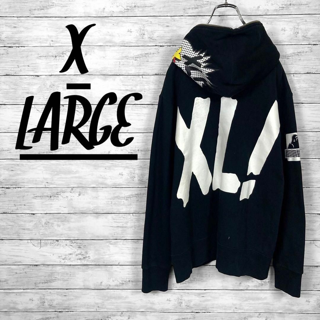 XLARGE(エクストララージ)のエクストララージ プリント フルジップ スウェットパーカー ブラック Mサイズ メンズのトップス(パーカー)の商品写真