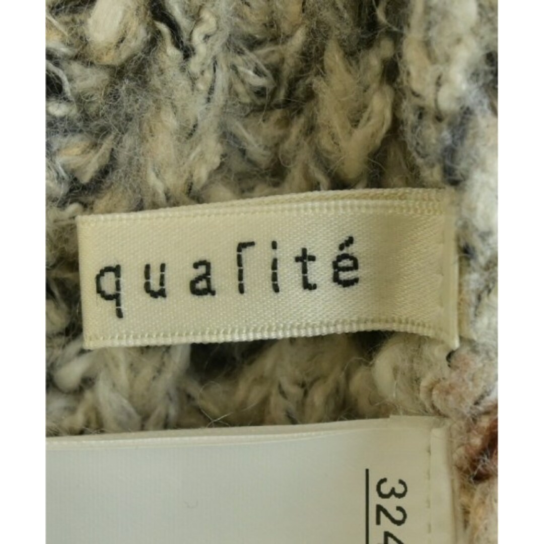 qualite(カリテ)のqualite カリテ カーディガン F ベージュxグレーx茶等 【古着】【中古】 レディースのトップス(カーディガン)の商品写真